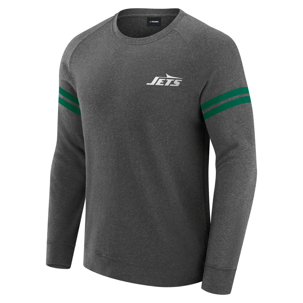 New York Jets J. Palmer Players Lounge Raglan Tri-Blend Sweatshirt - Dark Heather Gray on sale