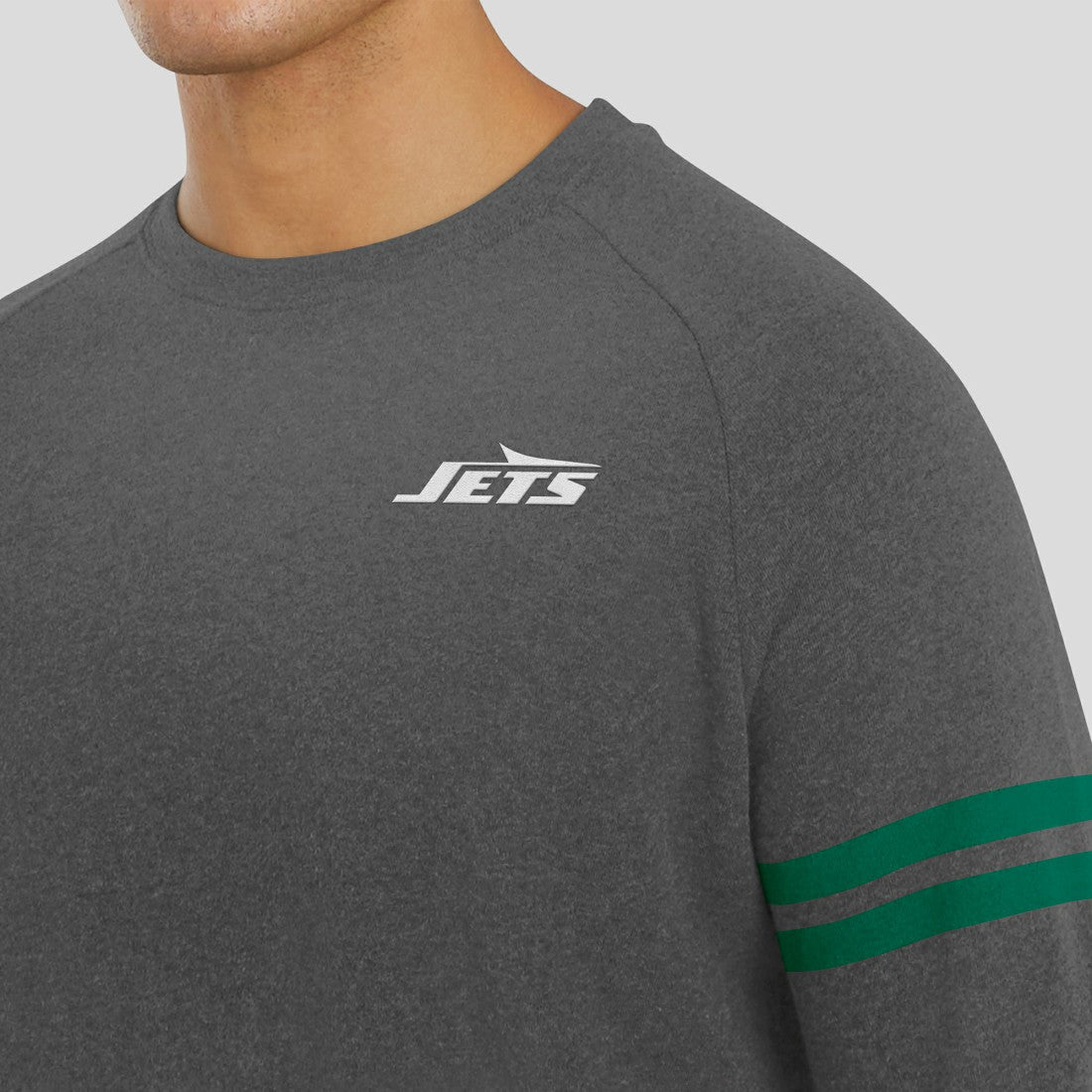 New York Jets J. Palmer Players Lounge Raglan Tri-Blend Sweatshirt - Dark Heather Gray on sale