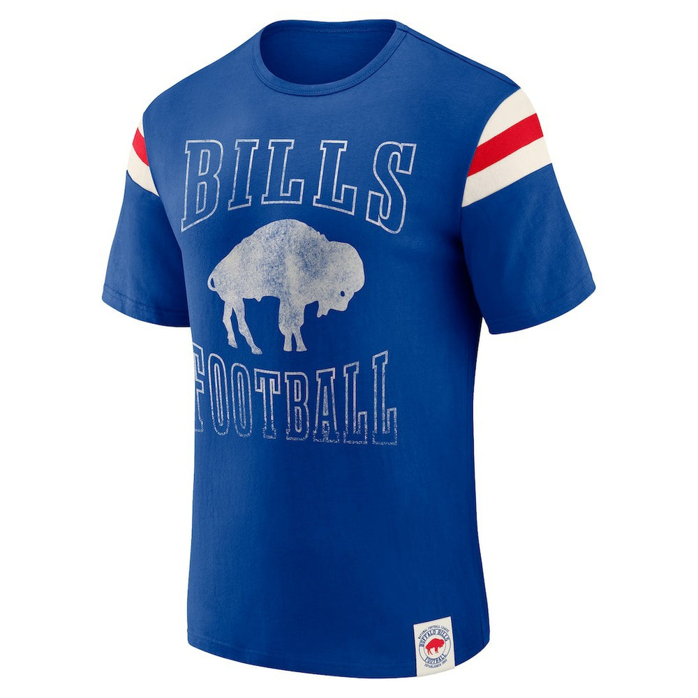 Buffalo Bills Darius Rucker Collection Distressed Throwback Shoulder Stripe T-Shirt - Royal for sale
