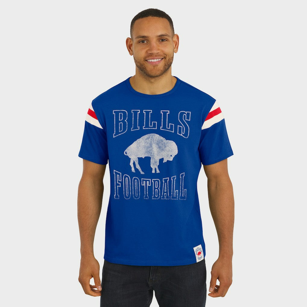 Buffalo Bills Darius Rucker Collection Distressed Throwback Shoulder Stripe T-Shirt - Royal for sale