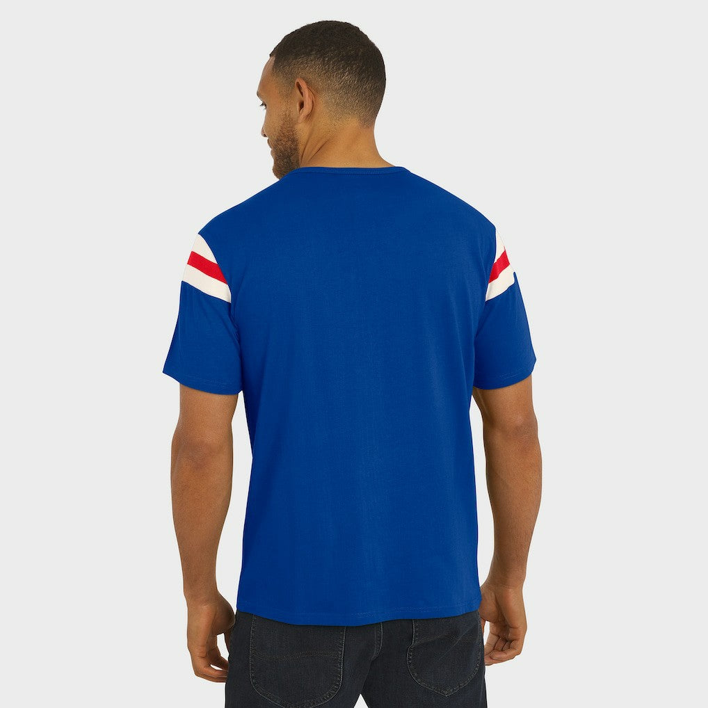 Buffalo Bills Darius Rucker Collection Distressed Throwback Shoulder Stripe T-Shirt - Royal for sale