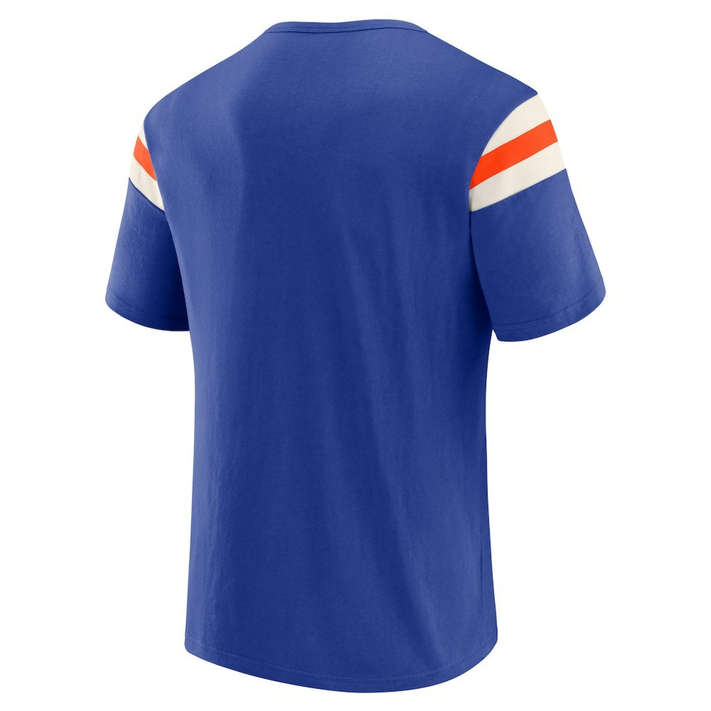 Denver Broncos Darius Rucker Collection Distressed Throwback Shoulder Stripe T-Shirt - Royal cheap