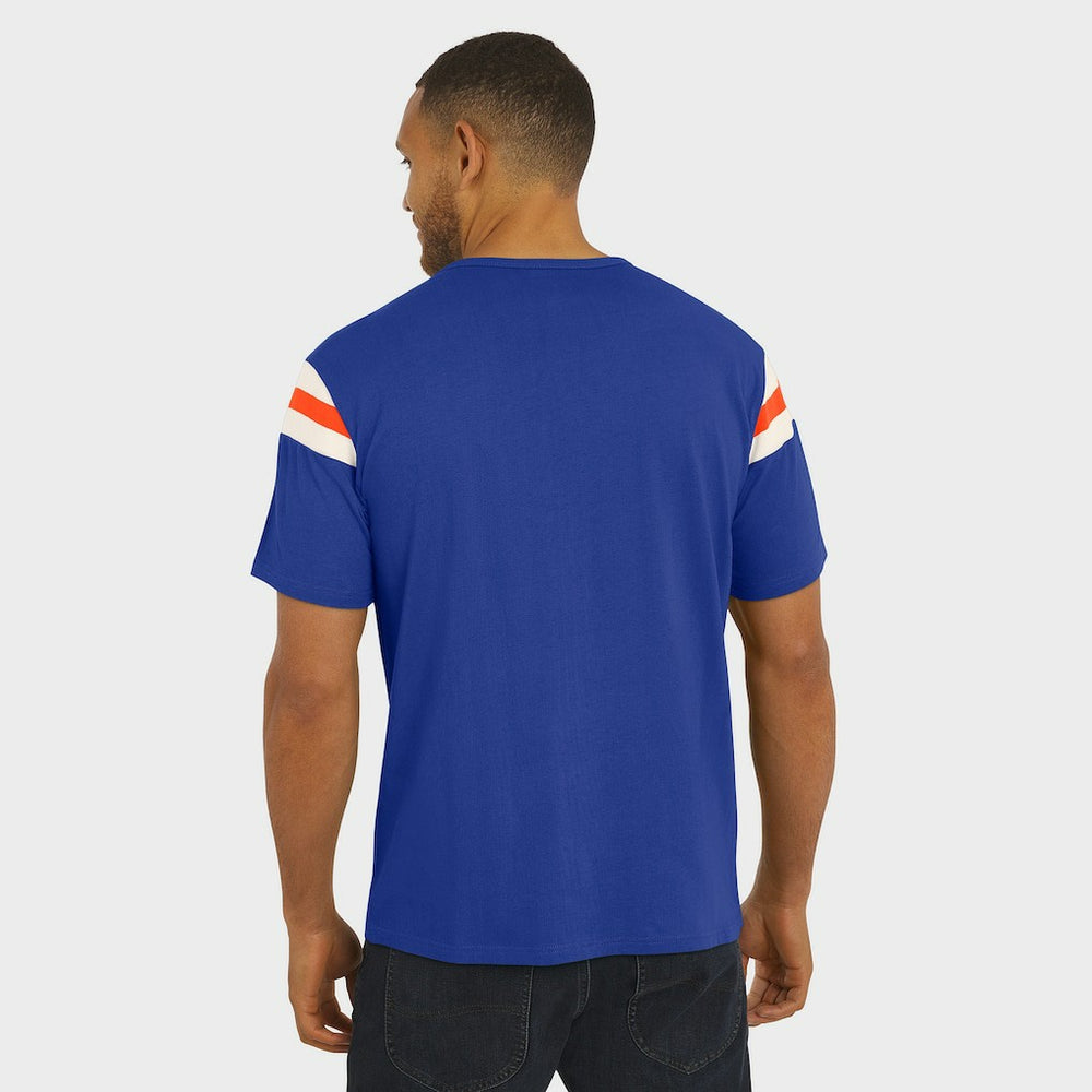 Denver Broncos Darius Rucker Collection Distressed Throwback Shoulder Stripe T-Shirt - Royal cheap