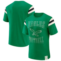 Philadelphia Eagles Darius Rucker Collection Distressed Throwback Shoulder Stripe T-Shirt - Kelly Green discount
