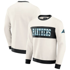 Carolina Panthers Darius Rucker Collection Colorblock Pullover Sweatshirt - Cream for sale