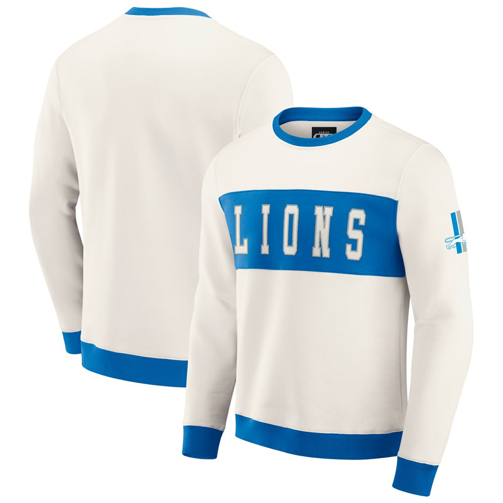 Detroit Lions Darius Rucker Collection Colorblock Pullover Sweatshirt - Cream for sale