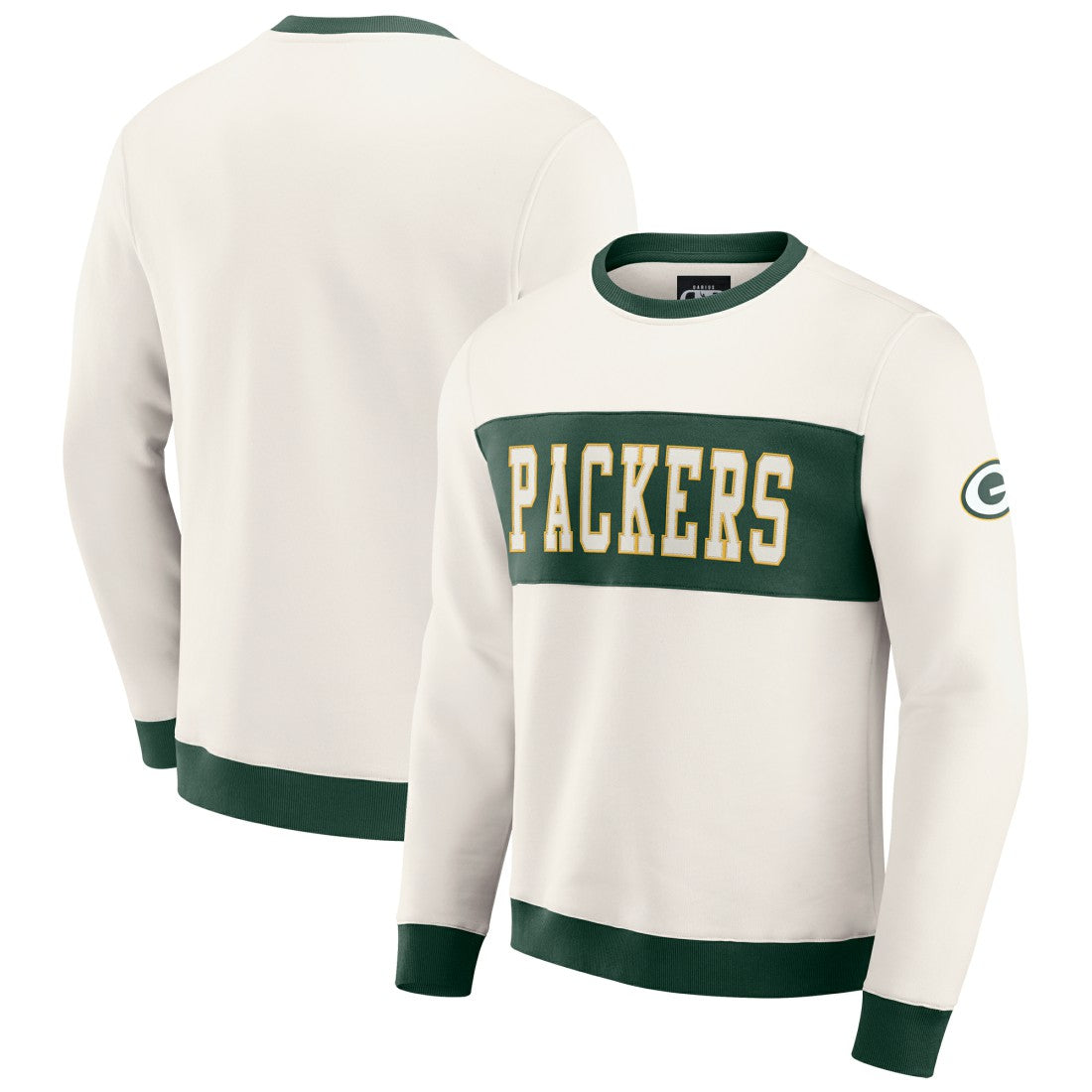 Green Bay Packers Darius Rucker Collection Colorblock Pullover Sweatshirt - Cream discount