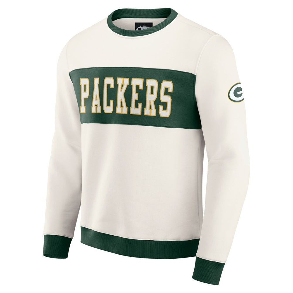 Green Bay Packers Darius Rucker Collection Colorblock Pullover Sweatshirt - Cream discount