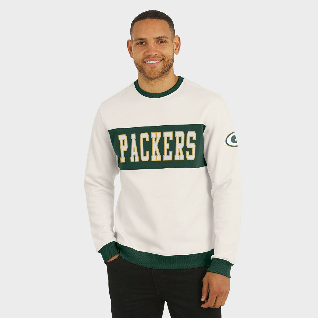 Green Bay Packers Darius Rucker Collection Colorblock Pullover Sweatshirt - Cream discount