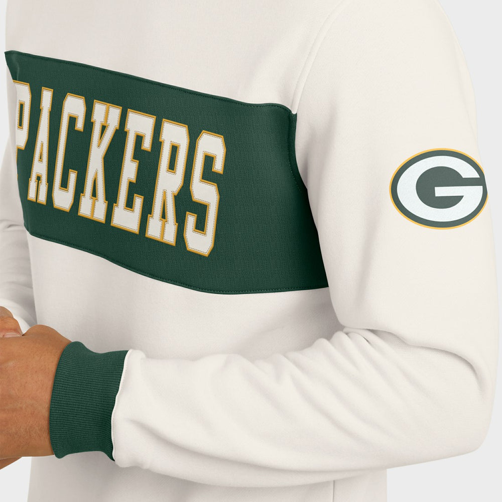 Green Bay Packers Darius Rucker Collection Colorblock Pullover Sweatshirt - Cream discount