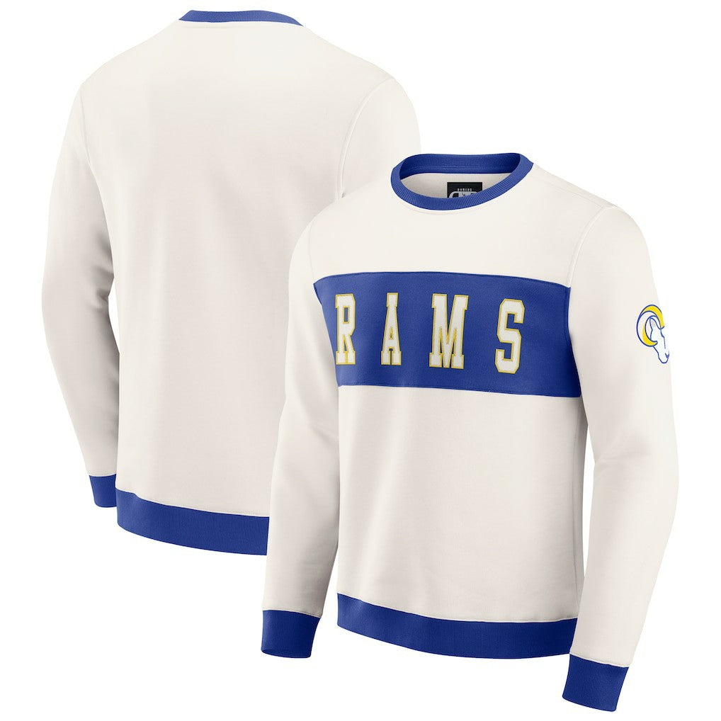 Los Angeles Rams Darius Rucker Collection Colorblock Pullover Sweatshirt - Cream for sale