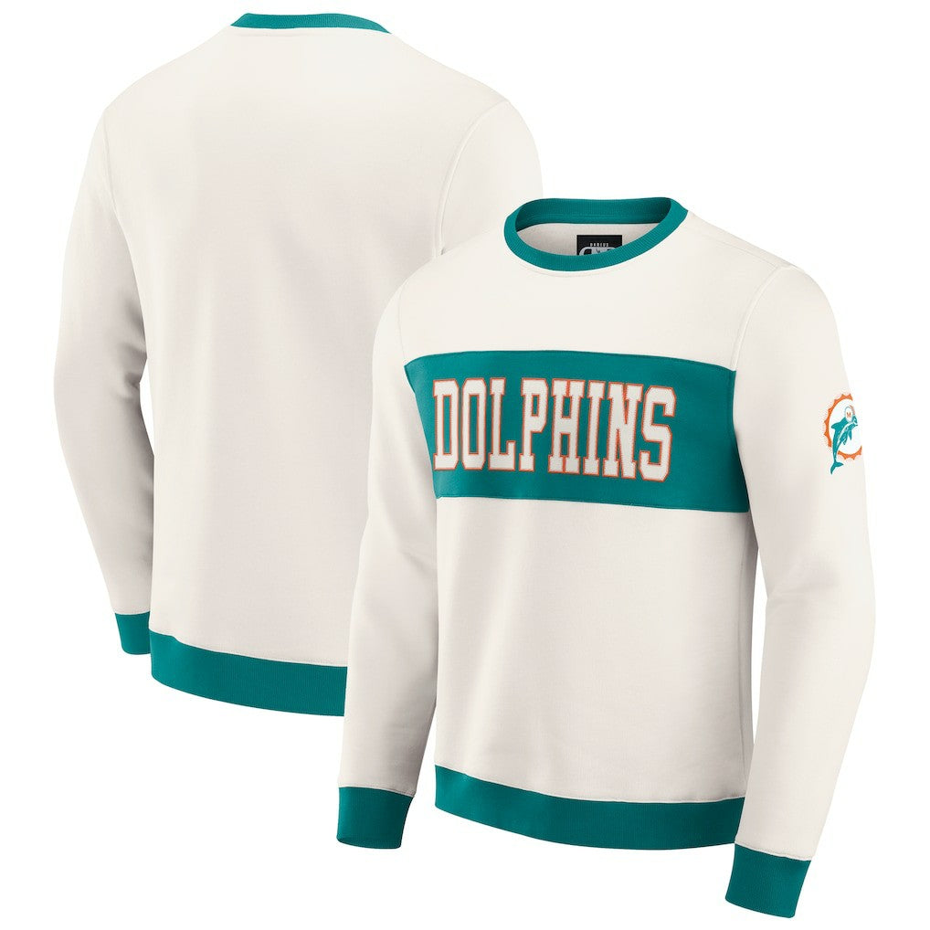 Miami Dolphins Darius Rucker Collection Colorblock Pullover Sweatshirt - Cream cheap
