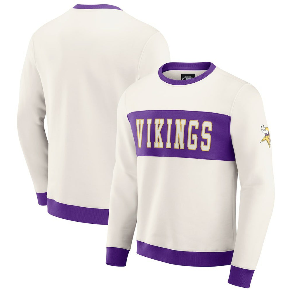 Minnesota Vikings Darius Rucker Collection Colorblock Pullover Sweatshirt - Cream online