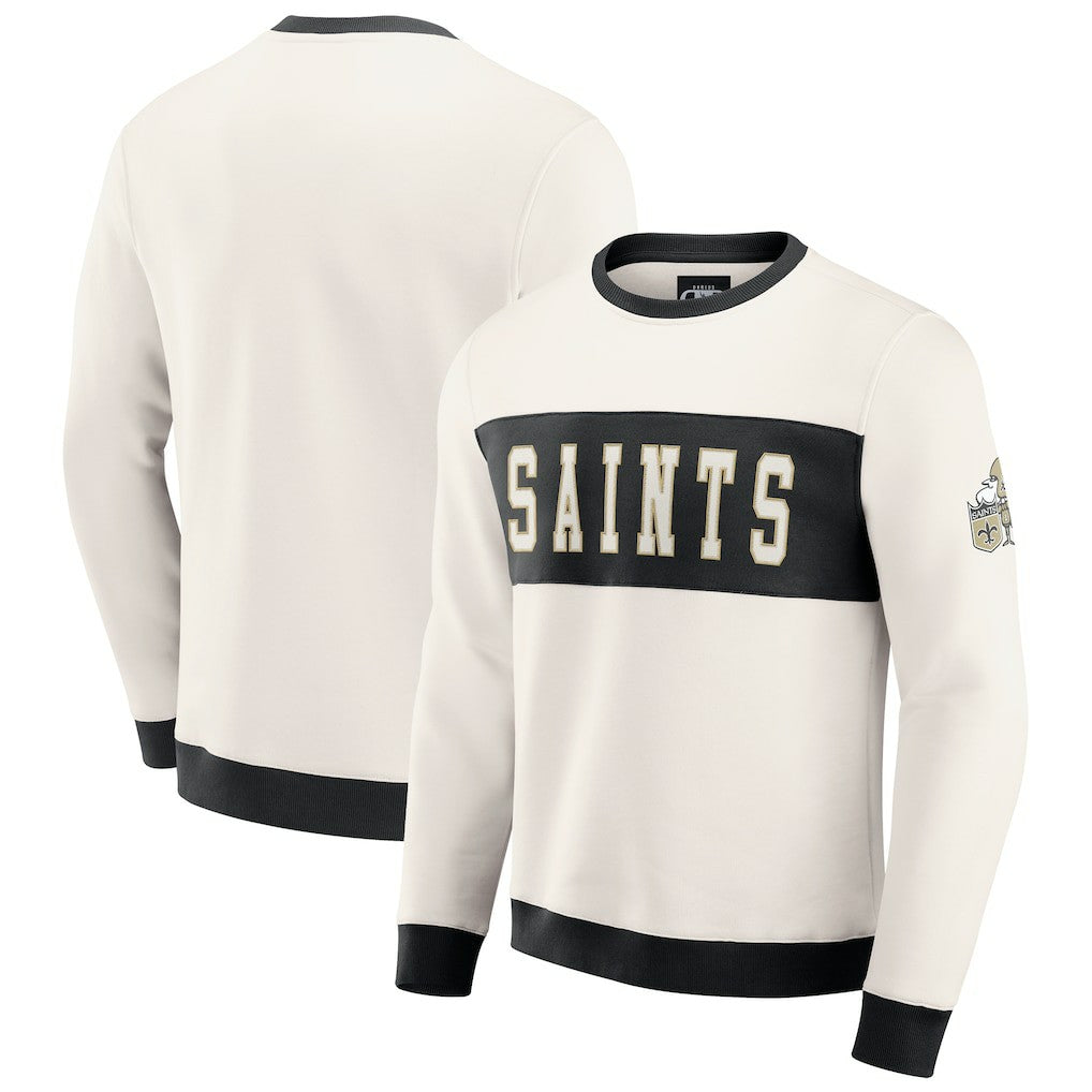 New Orleans Saints Darius Rucker Collection Colorblock Pullover Sweatshirt - Cream discount