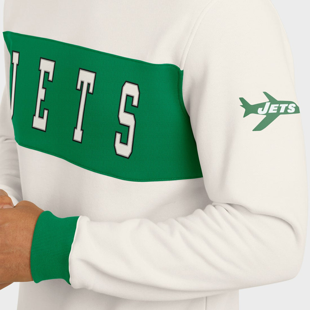 New York Jets Darius Rucker Collection Colorblock Pullover Sweatshirt - Cream on sale