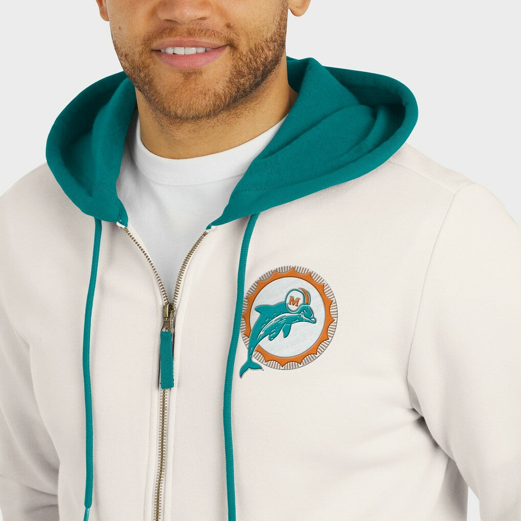Miami Dolphins Darius Rucker Collection Distressed Graphics Full-Zip Hoodie - Cream on sale