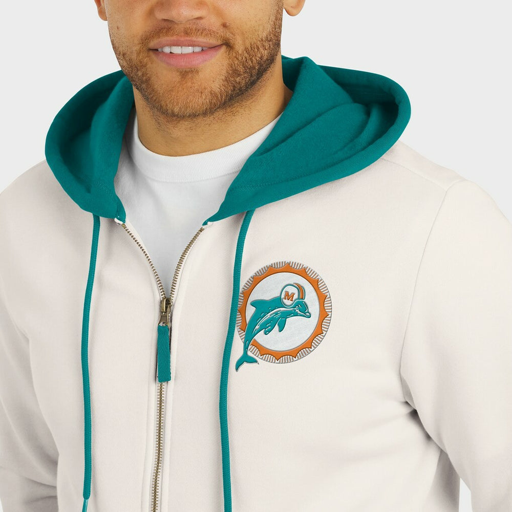 Miami Dolphins Darius Rucker Collection Distressed Graphics Full-Zip Hoodie - Cream on sale