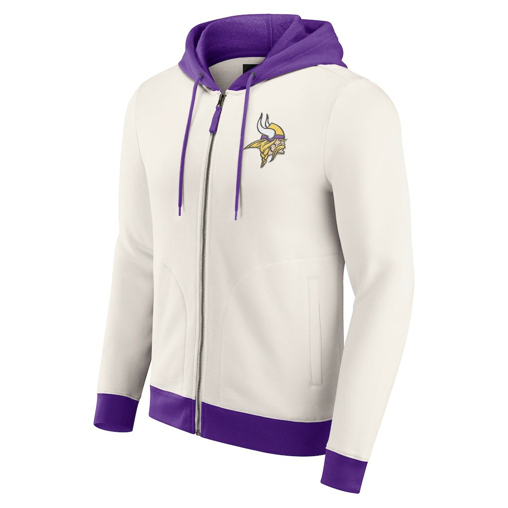 Minnesota Vikings Darius Rucker Collection Distressed Graphics Full-Zip Hoodie - Cream on sale
