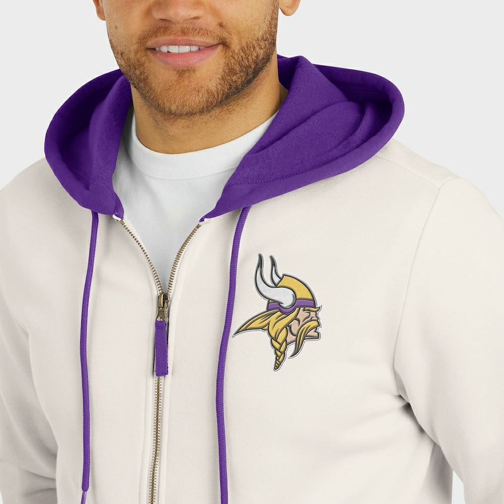 Minnesota Vikings Darius Rucker Collection Distressed Graphics Full-Zip Hoodie - Cream on sale