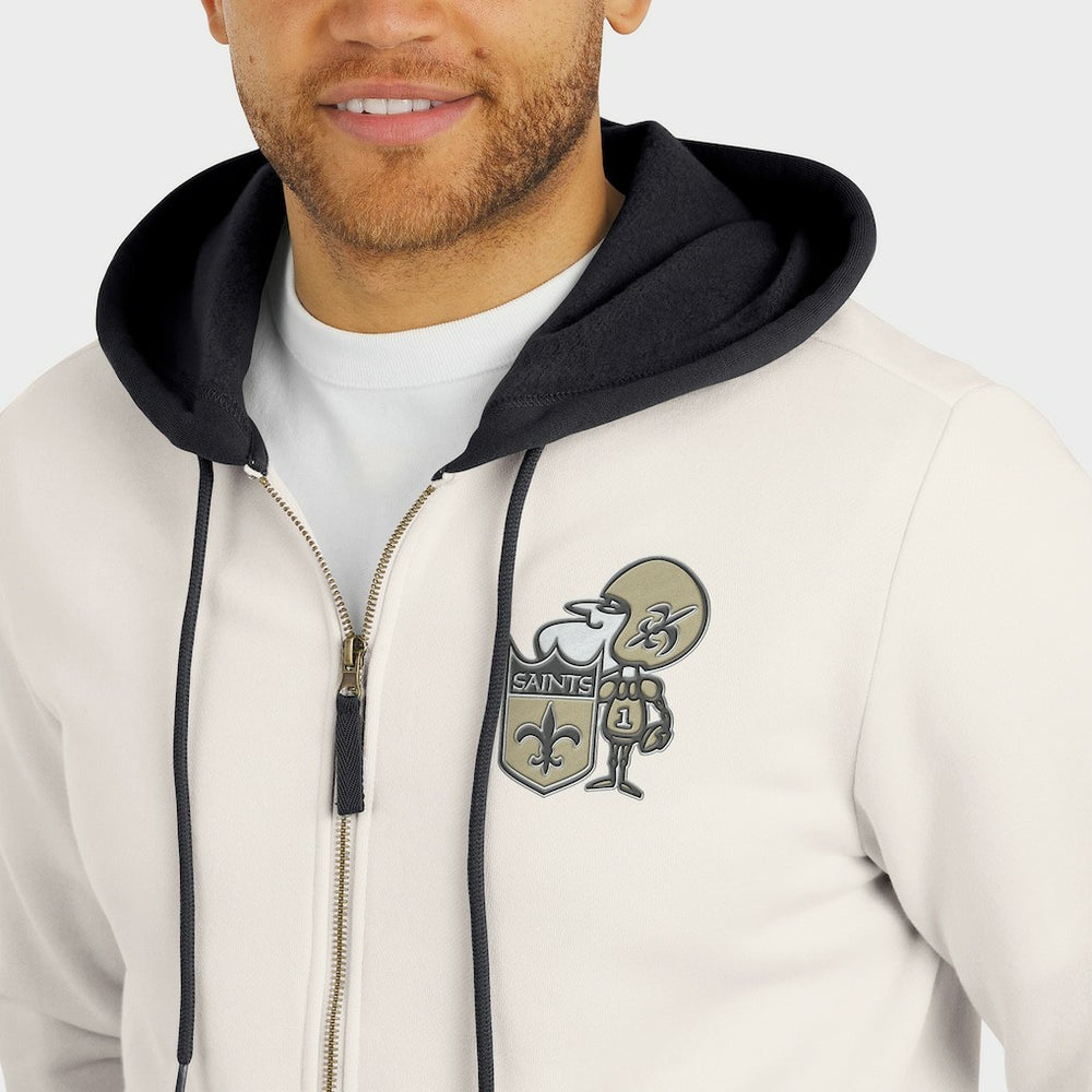 New Orleans Saints Darius Rucker Collection Distressed Graphics Full-Zip Hoodie - Cream discount