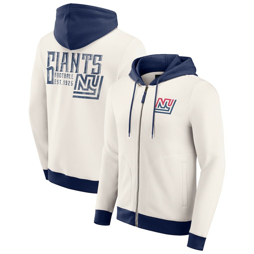 New York Giants Darius Rucker Collection Distressed Graphics Full-Zip Hoodie - Cream online