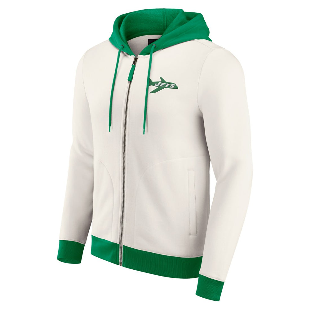 New York Jets Darius Rucker Collection Distressed Graphics Full-Zip Hoodie - Cream online