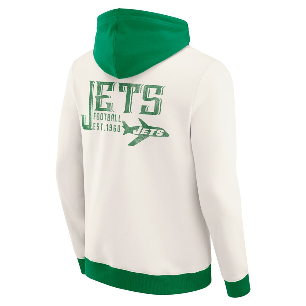 New York Jets Darius Rucker Collection Distressed Graphics Full-Zip Hoodie - Cream online