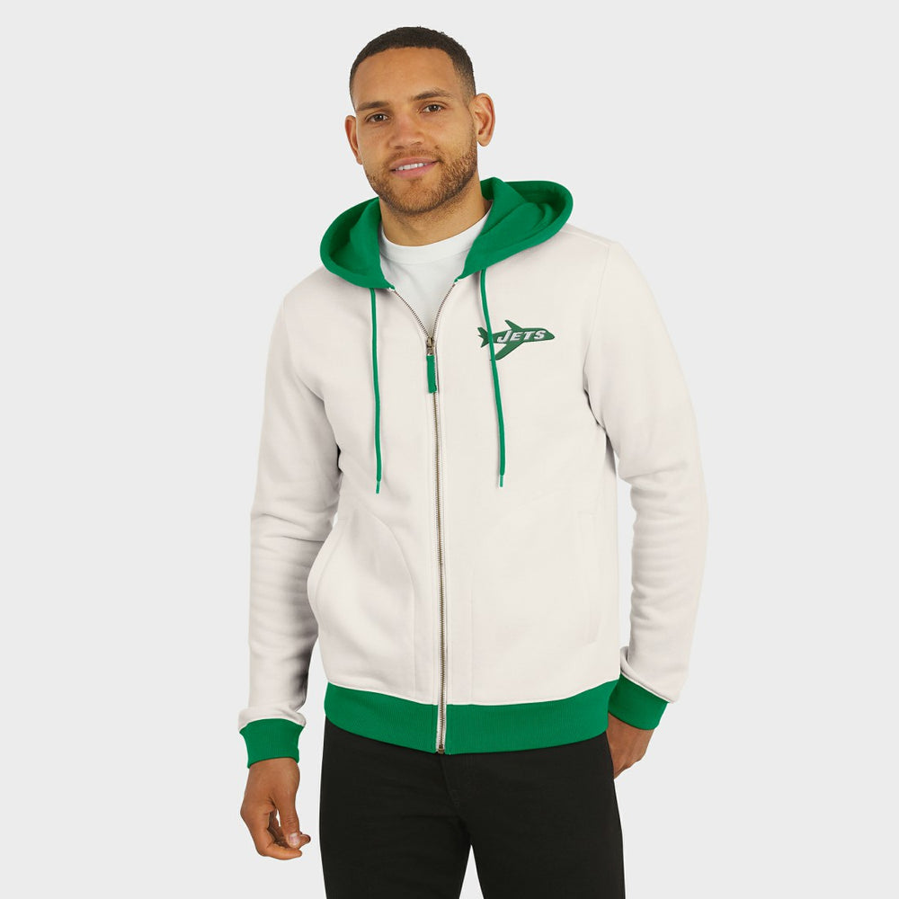 New York Jets Darius Rucker Collection Distressed Graphics Full-Zip Hoodie - Cream online