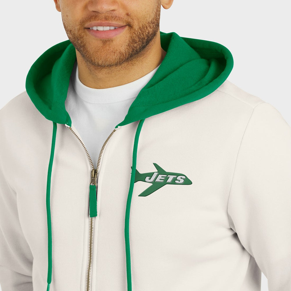 New York Jets Darius Rucker Collection Distressed Graphics Full-Zip Hoodie - Cream online
