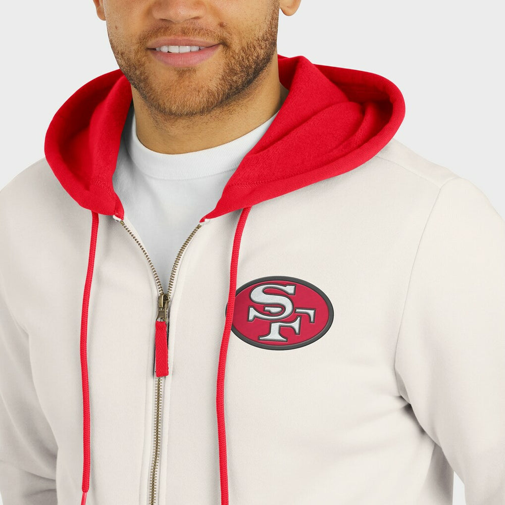 San Francisco 49ers Darius Rucker Collection Distressed Graphics Full-Zip Hoodie - Cream cheap