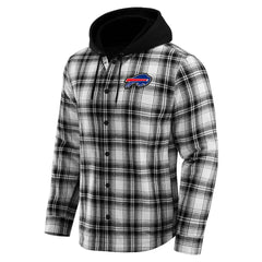 Buffalo Bills NFL x Darius Rucker Collection Plaid Flannel Quilted Full-Snap Hooded Shacket - Black discount