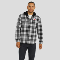 Kansas City Chiefs NFL x Darius Rucker Collection Plaid Flannel Quilted Full-Snap Hooded Shacket - Black cheap