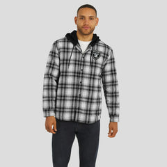Las Vegas Raiders NFL x Darius Rucker Collection Plaid Flannel Quilted Full-Snap Hooded Shacket - Black sale