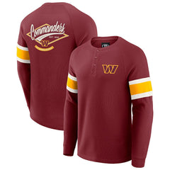 Washington Commanders Darius Rucker Collection Waffle-Knit Raglan Long Sleeve Henley T-Shirt - Burgundy for sale