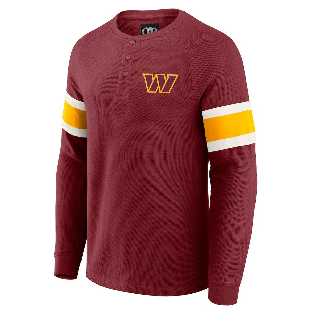 Washington Commanders Darius Rucker Collection Waffle-Knit Raglan Long Sleeve Henley T-Shirt - Burgundy for sale