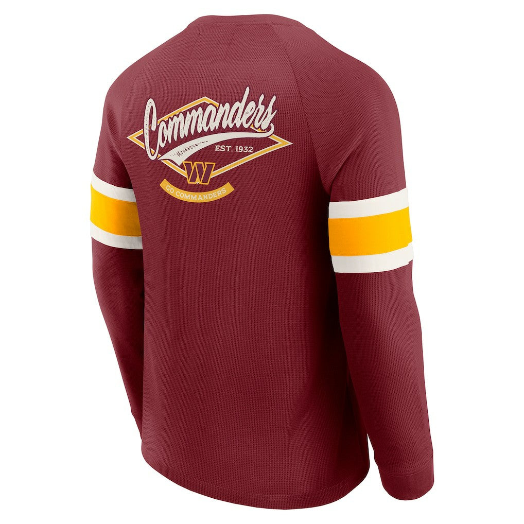 Washington Commanders Darius Rucker Collection Waffle-Knit Raglan Long Sleeve Henley T-Shirt - Burgundy for sale