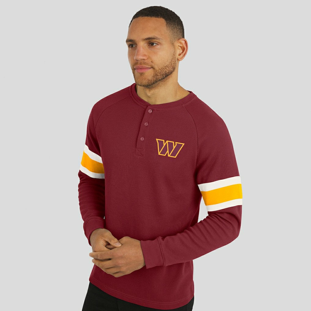 Washington Commanders Darius Rucker Collection Waffle-Knit Raglan Long Sleeve Henley T-Shirt - Burgundy for sale