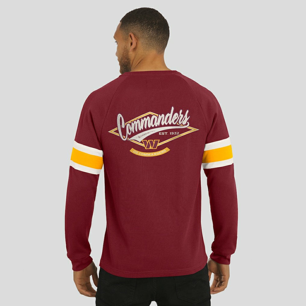 Washington Commanders Darius Rucker Collection Waffle-Knit Raglan Long Sleeve Henley T-Shirt - Burgundy for sale