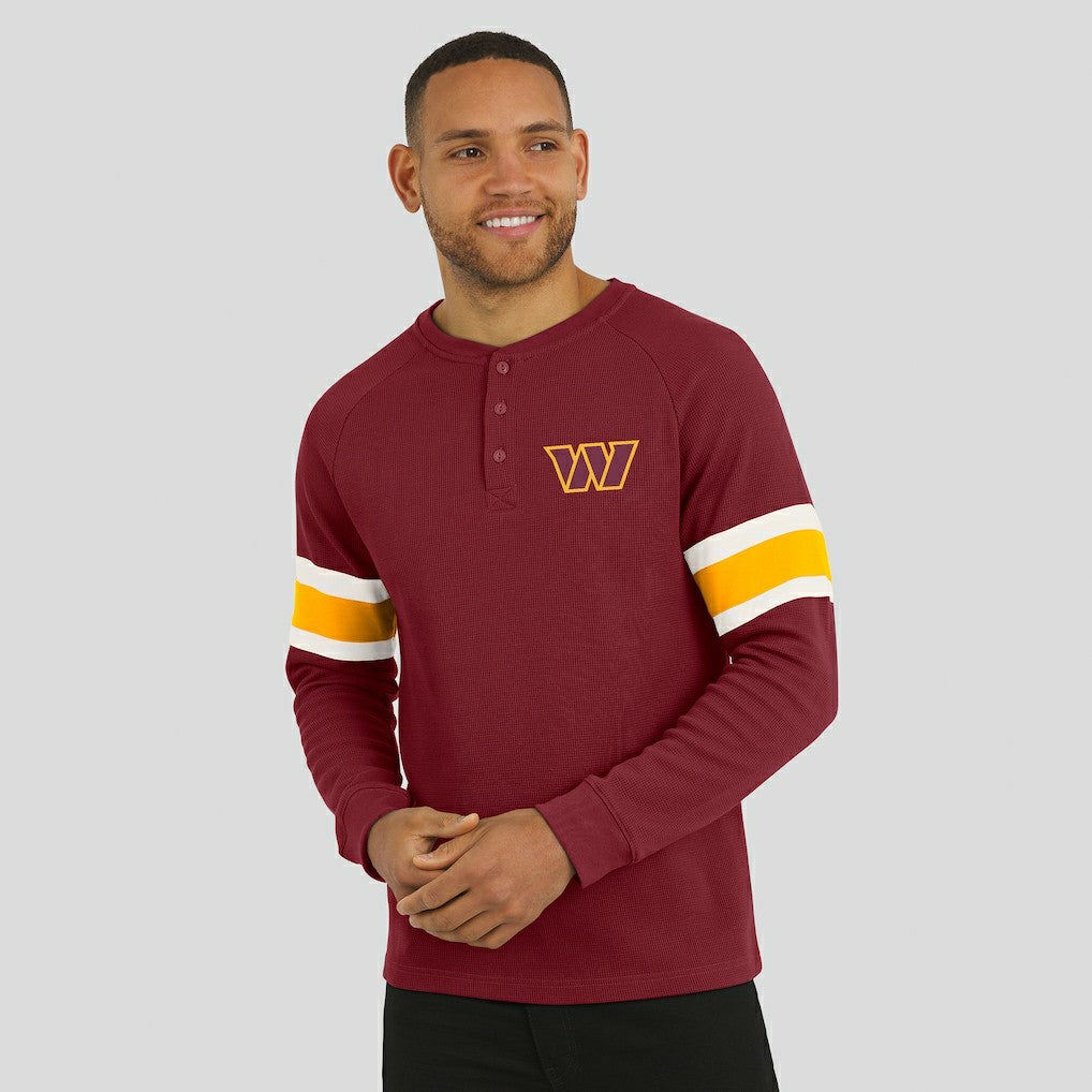 Washington Commanders Darius Rucker Collection Waffle-Knit Raglan Long Sleeve Henley T-Shirt - Burgundy for sale