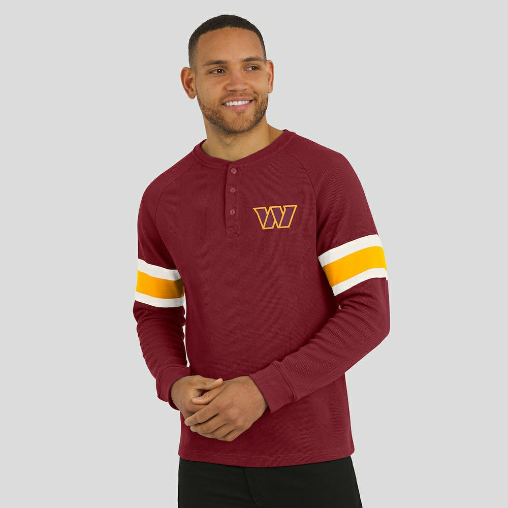 Washington Commanders Darius Rucker Collection Waffle-Knit Raglan Long Sleeve Henley T-Shirt - Burgundy for sale
