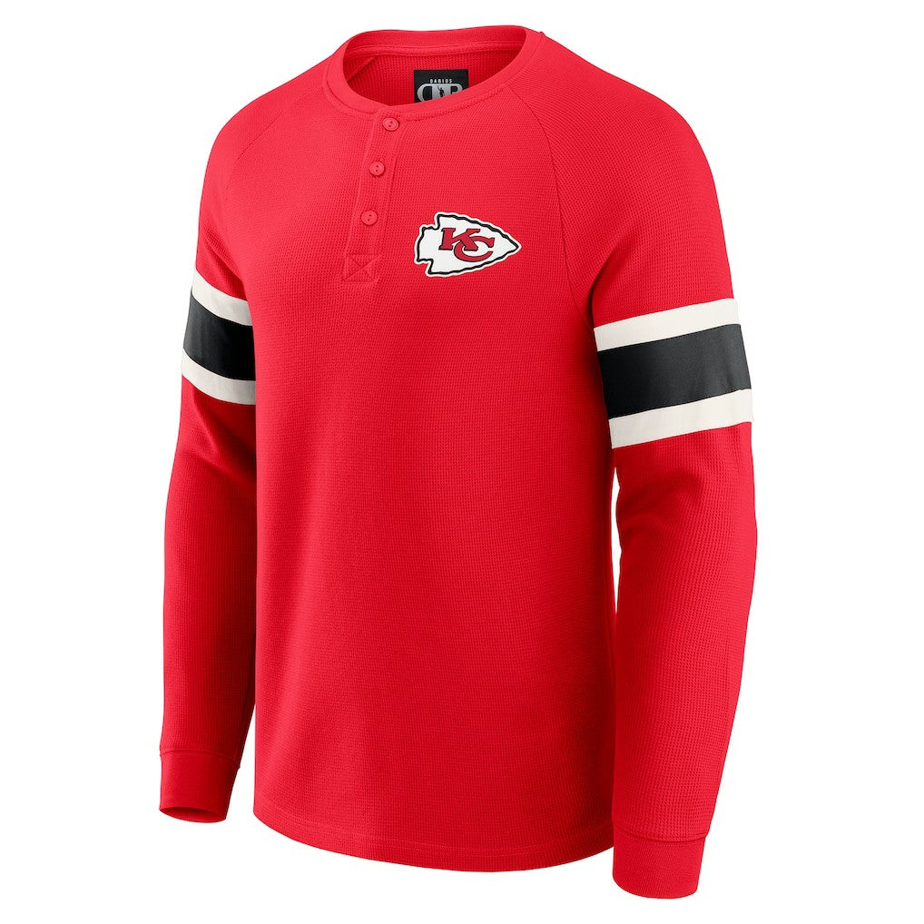 Kansas City Chiefs Darius Rucker Collection Waffle-Knit Raglan Long Sleeve Henley T-Shirt - Red for sale