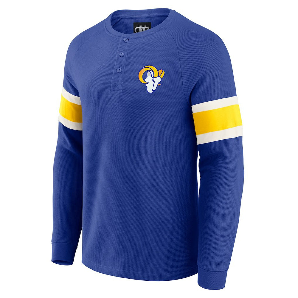 Los Angeles Rams Darius Rucker Collection Waffle-Knit Raglan Long Sleeve Henley T-Shirt - Royal on sale