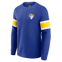 Los Angeles Rams Darius Rucker Collection Waffle-Knit Raglan Long Sleeve Henley T-Shirt - Royal on sale