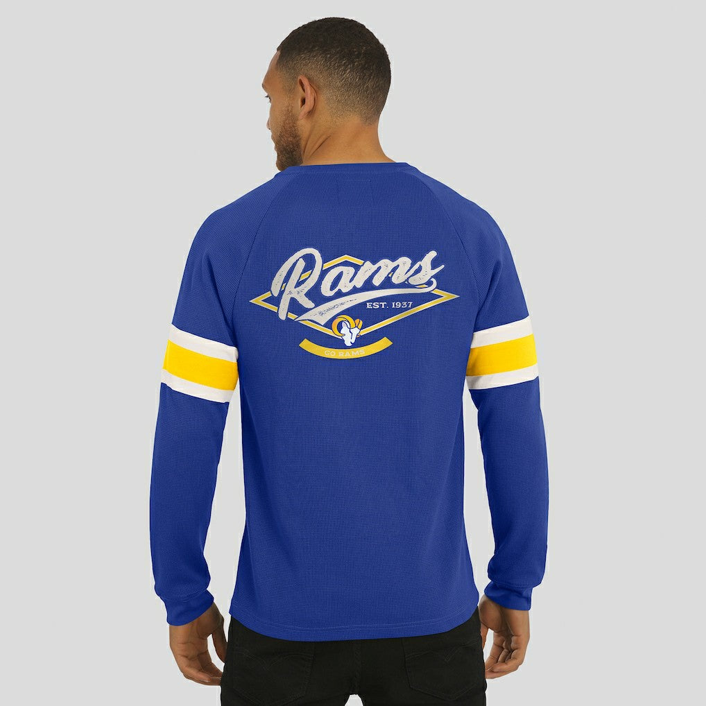 Los Angeles Rams Darius Rucker Collection Waffle-Knit Raglan Long Sleeve Henley T-Shirt - Royal on sale