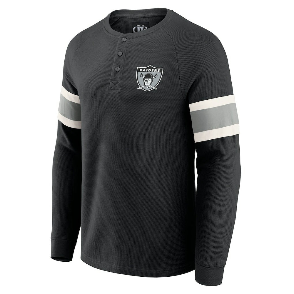 Las Vegas Raiders Darius Rucker Collection Waffle-Knit Raglan Long Sleeve Henley T-Shirt - Black sale