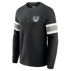 Las Vegas Raiders Darius Rucker Collection Waffle-Knit Raglan Long Sleeve Henley T-Shirt - Black sale