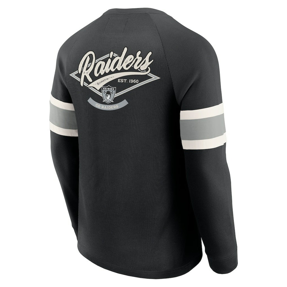 Las Vegas Raiders Darius Rucker Collection Waffle-Knit Raglan Long Sleeve Henley T-Shirt - Black sale