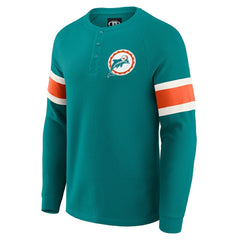 Miami Dolphins Darius Rucker Collection Waffle-Knit Raglan Long Sleeve Henley T-Shirt - Aqua on sale