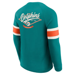 Miami Dolphins Darius Rucker Collection Waffle-Knit Raglan Long Sleeve Henley T-Shirt - Aqua on sale