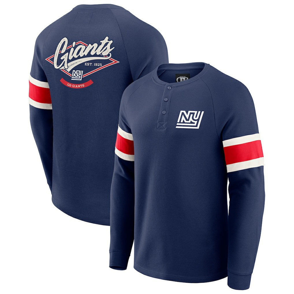 New York Giants Darius Rucker Collection Waffle-Knit Raglan Long Sleeve Henley T-Shirt - Navy discount